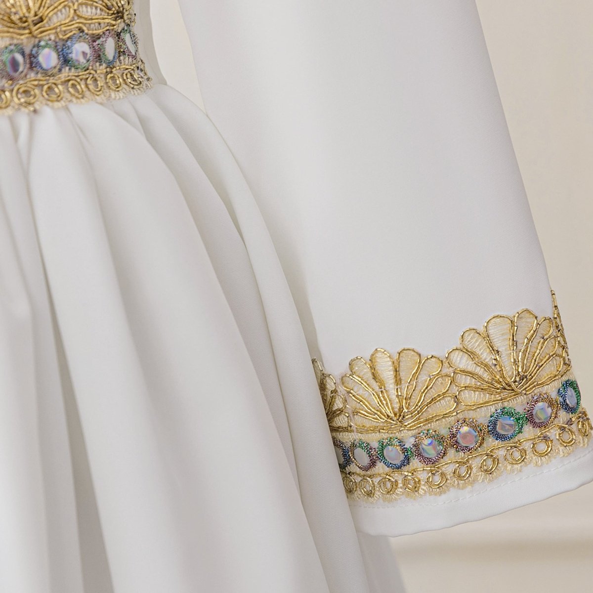 Girls Embroidered Kaftan Dress with Jeweled Belt(MKG021) - Mariam's Collection