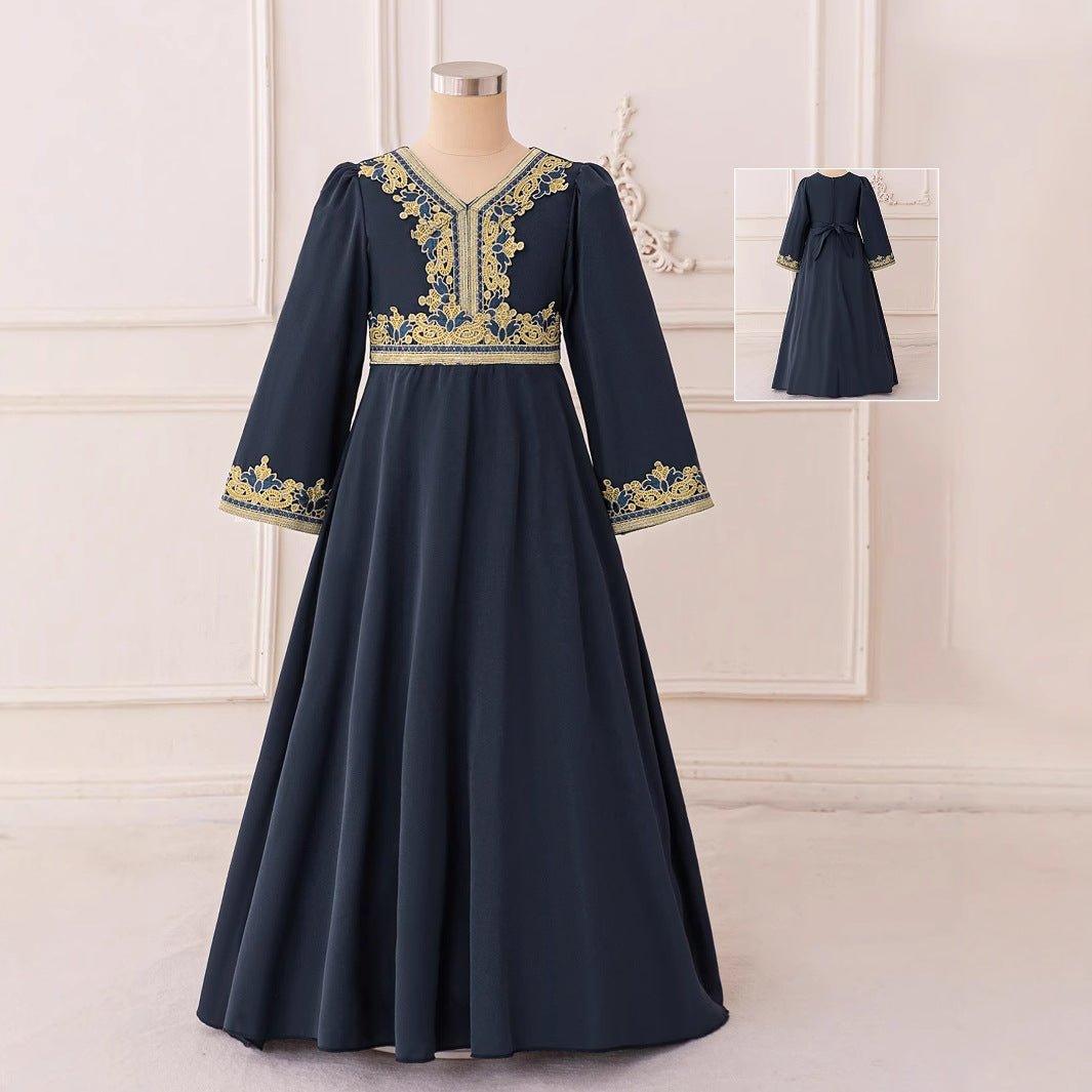 Girls Embroidered Kaftan Dress(MKG020) - Mariam's Collection