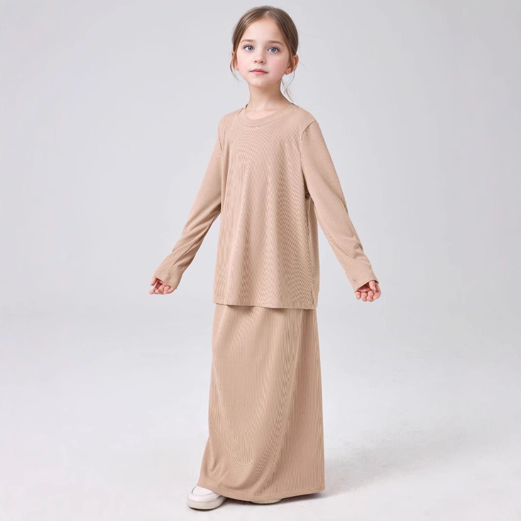 Girls Modest Long Sleeve Top & Maxi Skirt Two-Piece Set(MKG029) - Mariam's Collection