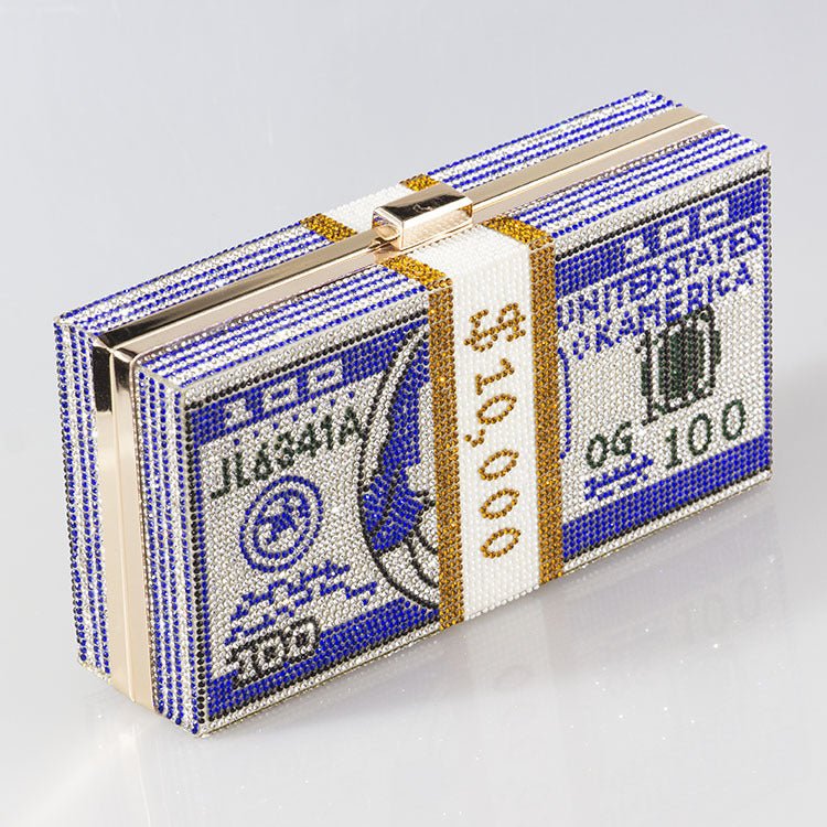 Glamorous Fully Bedazzled Dollar Motif Evening Bag Party Clutch (MAC293) - Mariam's Collection