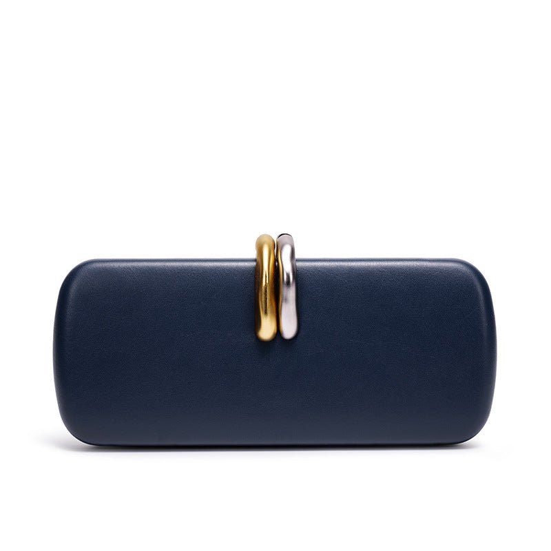 Full product shot of gold and silver clutch bag