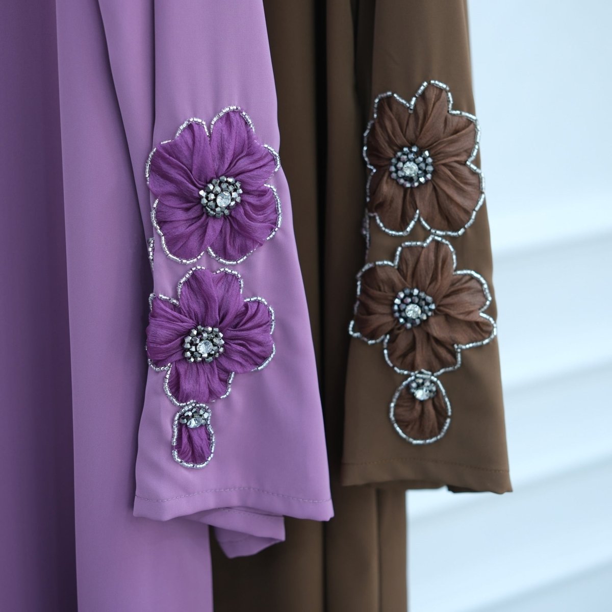 Hand-Beaded 3D Floral Maxi Dress(MA456) - Mariam's Collection