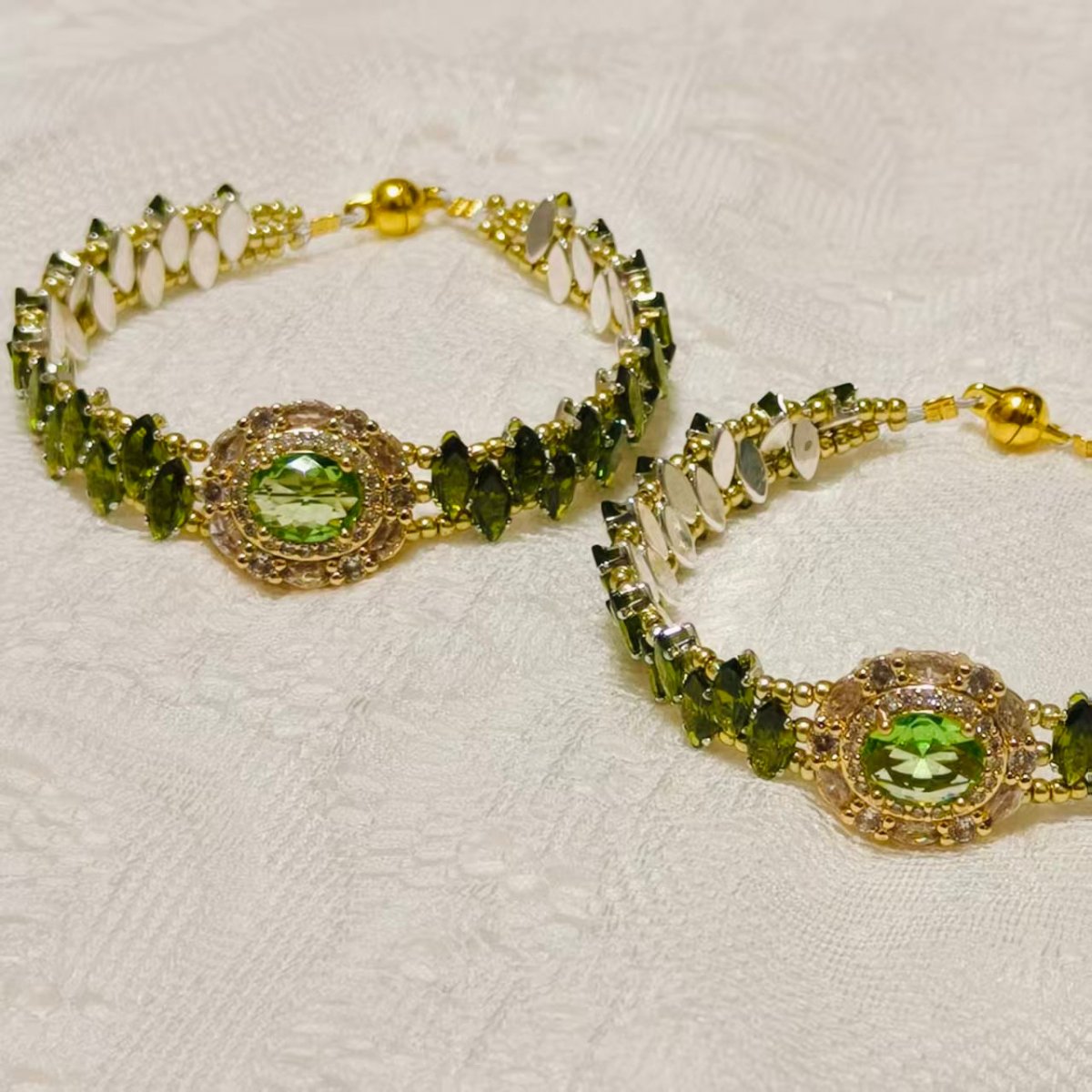 Handcrafted Crystal Floral Bracelet | Sparkling Statement Jewelry | Elegant Art - Inspired Accessory for Women (MAC348) - Mariam's Collection