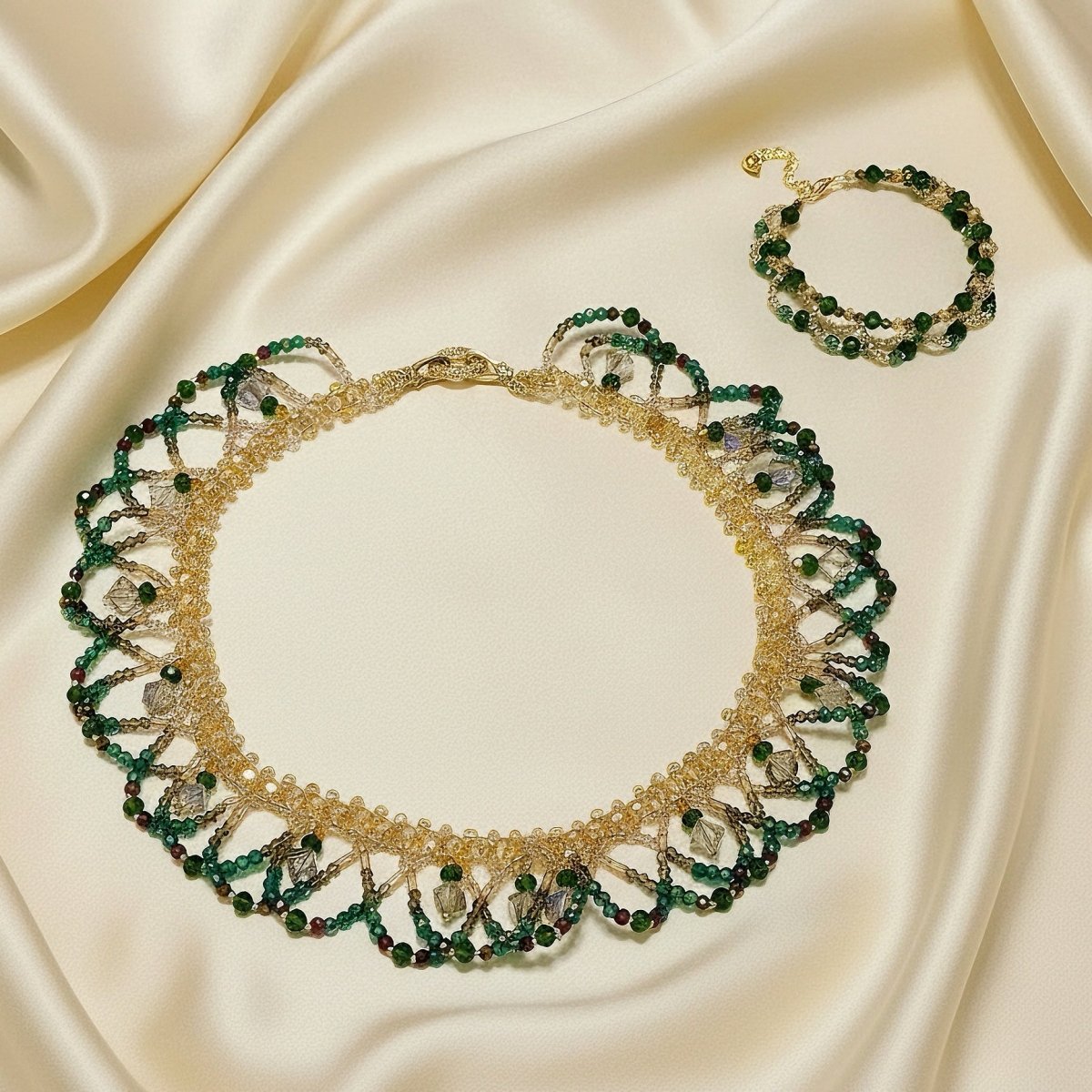 Handmade Woven Beaded Necklace | Glass Beads & Shell Pearls Choker | Intricate Seed Bead Art Necklace (MAC343) - Mariam's Collection