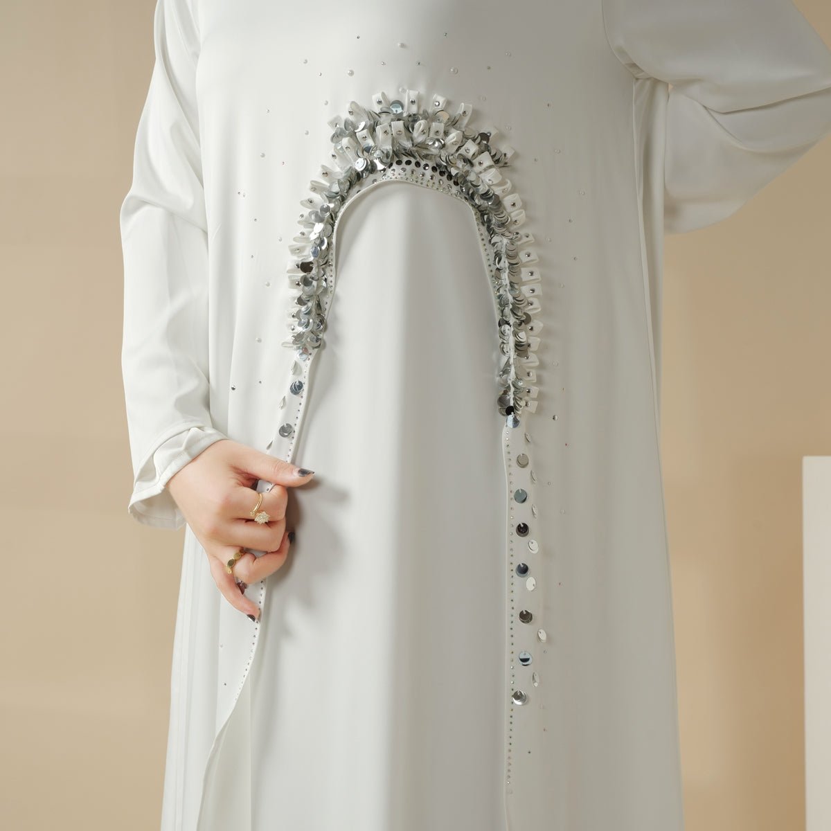 Haute Couture Abaya, Heavy - Crafted 3 - Layer Cape Abaya (MA096) - Mariam's Collection