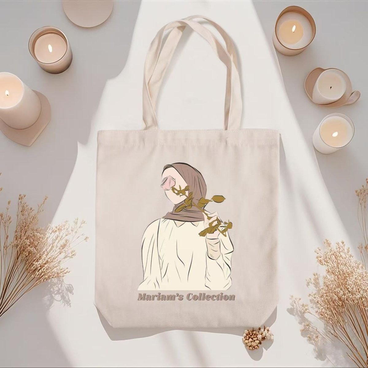 đ Hijabi Illustrated Canvas Tote Bag â Mariamâs CollectionďźMAC235ďź (100% off) - Mariam's Collection