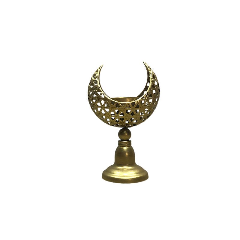 Hollow Moon Candle Holder – Iron Ramadan Decorative Accent (MAC379) - Mariam's Collection