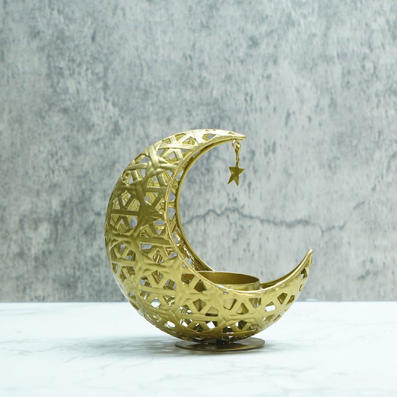 Hollow Moon Candle Holder – Iron Ramadan Decorative Accent (MAC379) - Mariam's Collection