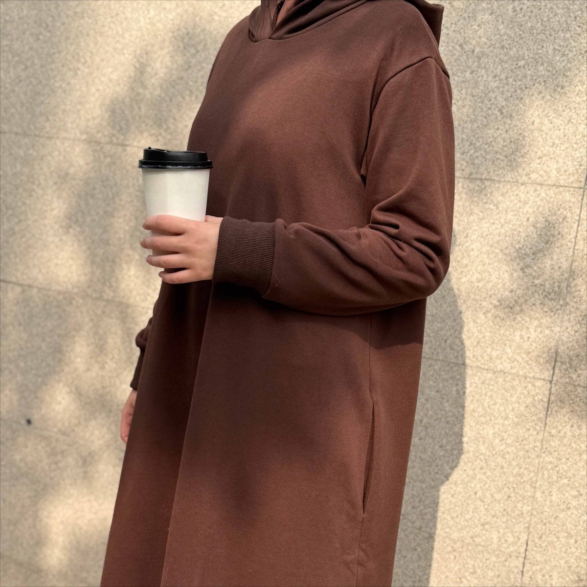 Hooded French Terry Abaya (MA340) - Mariam's Collection