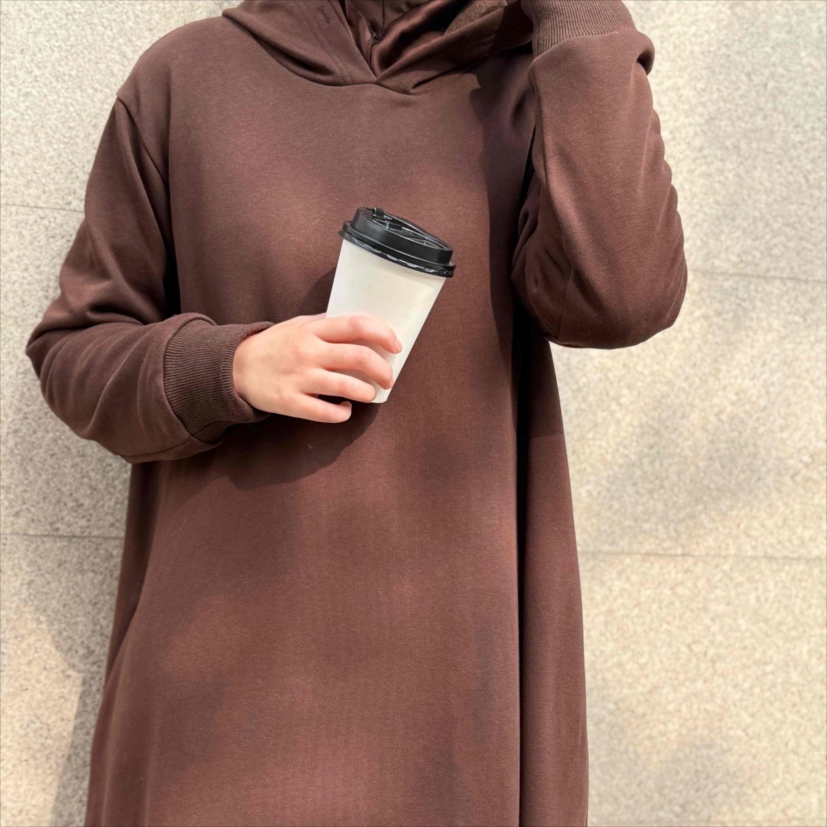 Hooded French Terry Abaya (MA340) - Mariam's Collection
