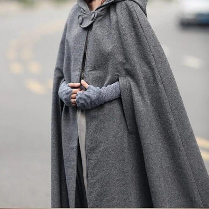 Hooded Shawl Extended Cape Coat, Versatile 5-Color Hooded Shawl Poncho