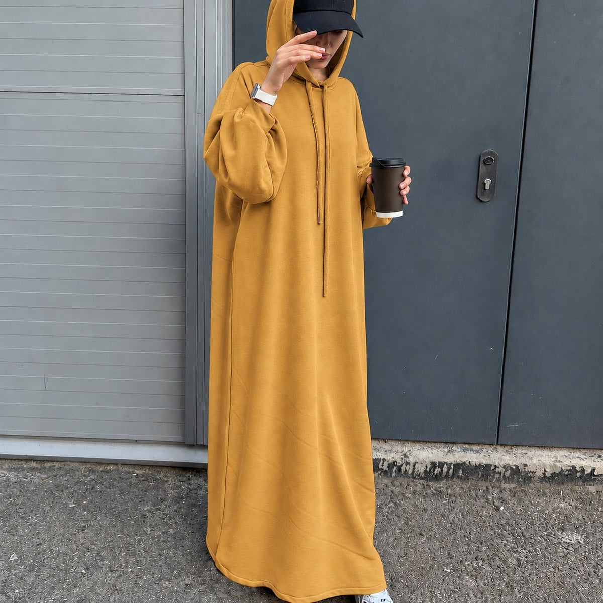 Hooded Sweatshirt Abaya | Hoodie Abaya With Pockets (MA125) - Mariam's Collection