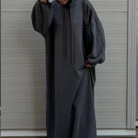 Hooded Sweatshirt Abaya | Hoodie Abaya With Pockets (MA125) - Mariam's Collection