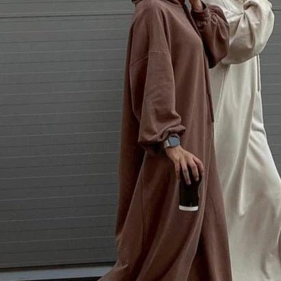 Hooded Sweatshirt Abaya | Hoodie Abaya With Pockets (MA125) - Mariam's Collection