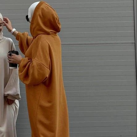 Hooded Sweatshirt Abaya | Hoodie Abaya With Pockets (MA125) - Mariam's Collection