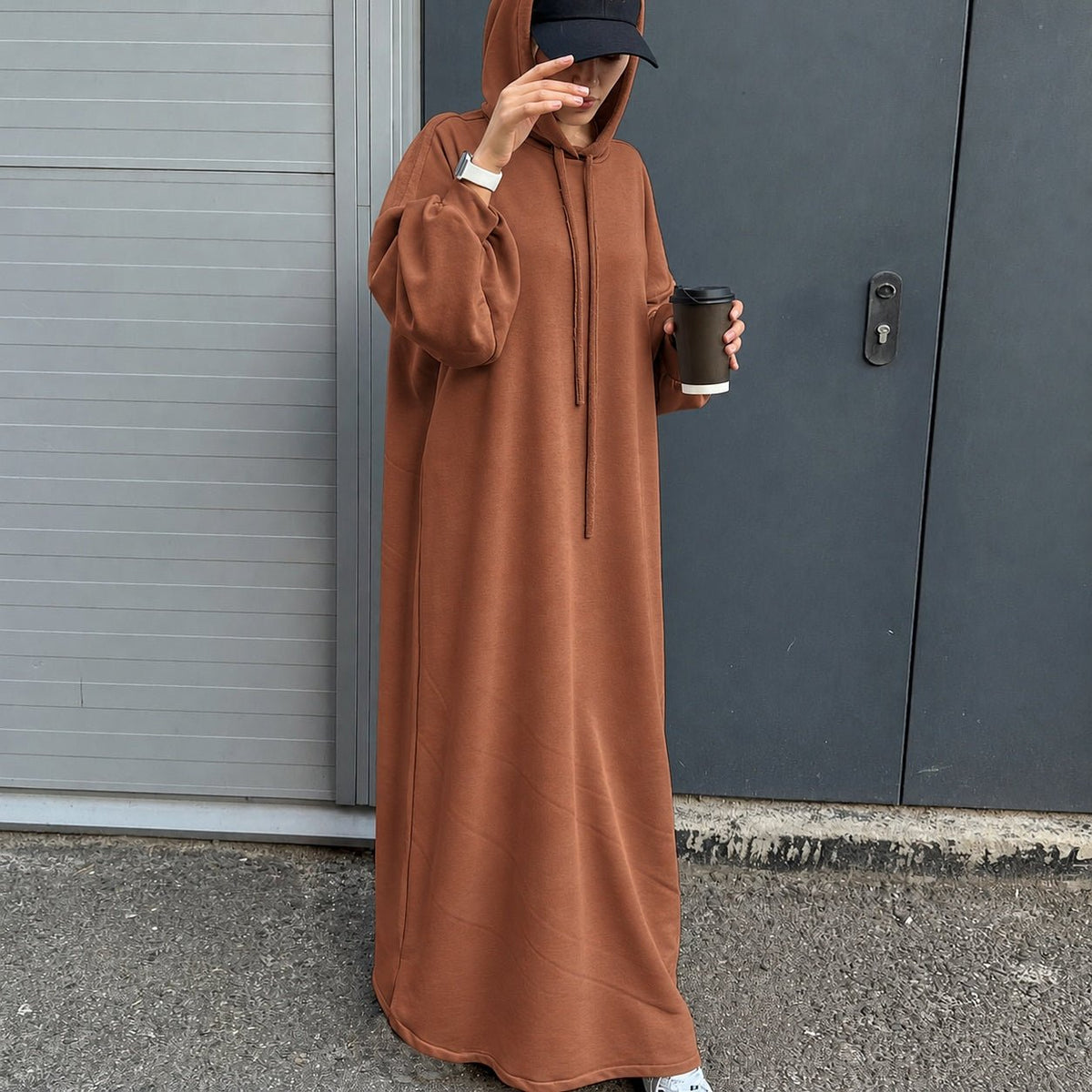 Hooded Sweatshirt Abaya | Hoodie Abaya With Pockets (MA125) - Mariam's Collection