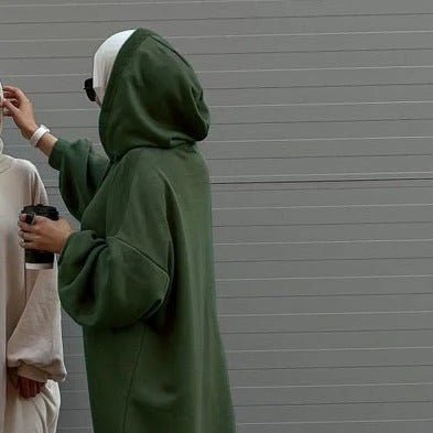 Hooded Sweatshirt Abaya | Hoodie Abaya With Pockets (MA125) - Mariam's Collection