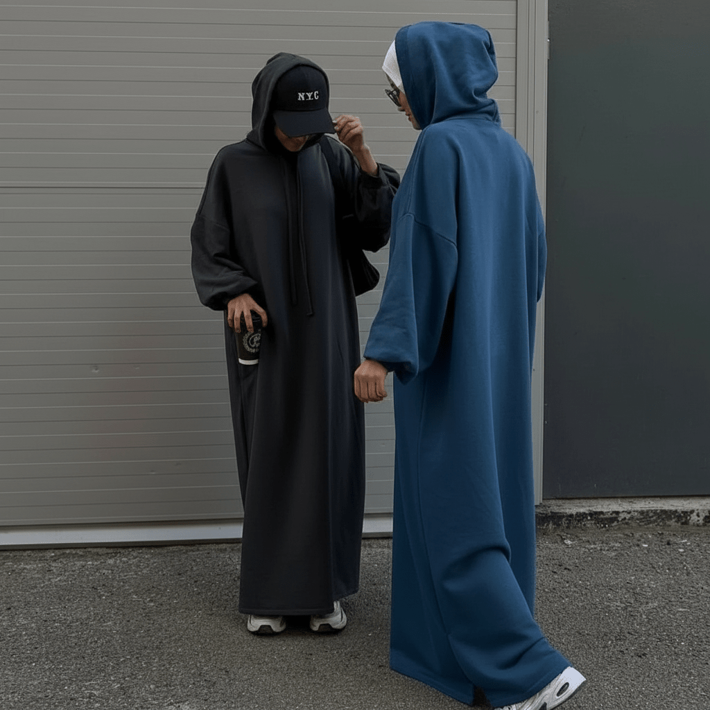 Hooded Sweatshirt Abaya | Hoodie Abaya With Pockets (MA125) - Mariam's Collection