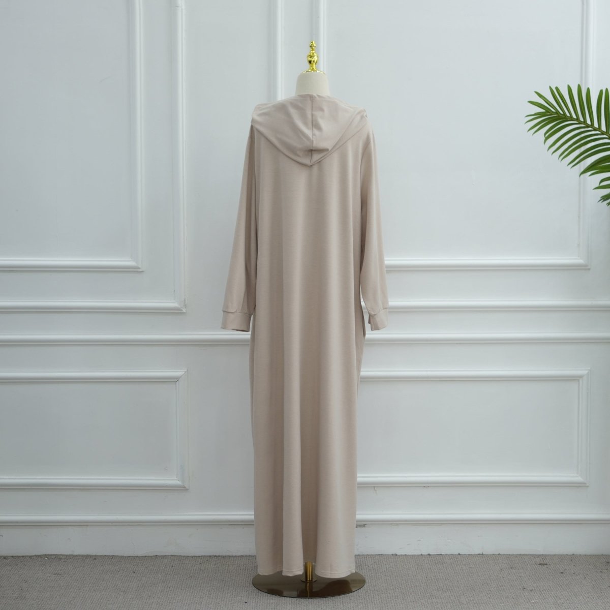Hooded Zip - Front Abaya with Pockets(MA389) - Mariam's Collection