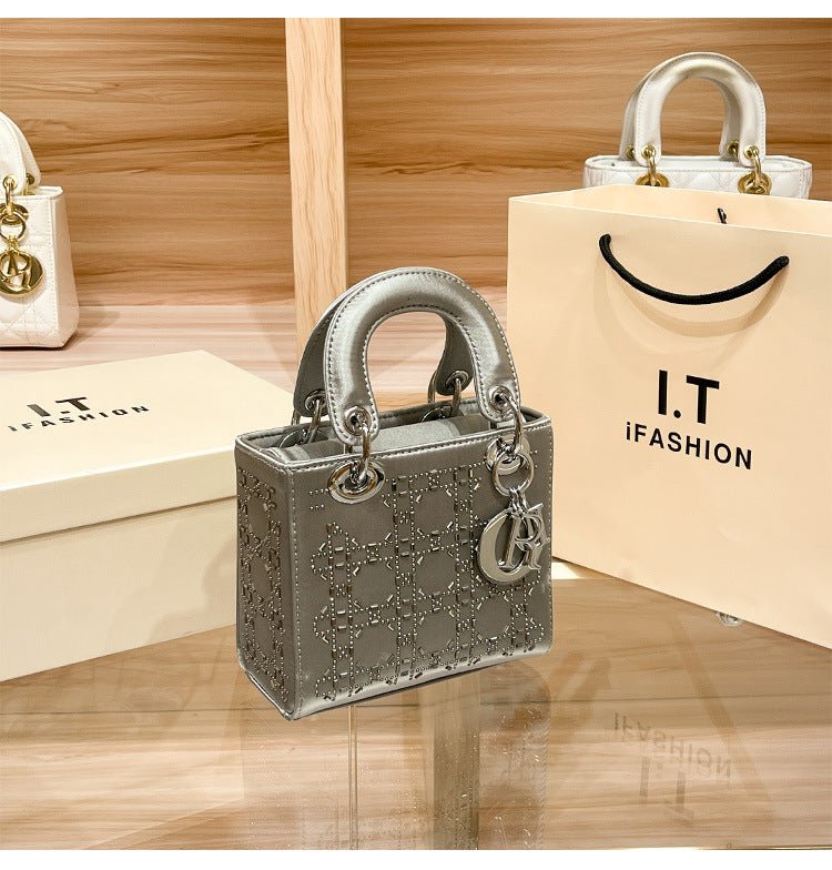 Hot diamond heavy industry high - end satin Princess Diana bag(MAC220) - Mariam's Collection