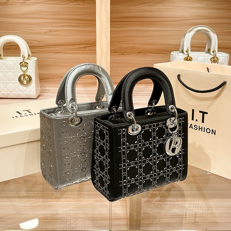 Hot diamond heavy industry high - end satin Princess Diana bag(MAC220) - Mariam's Collection