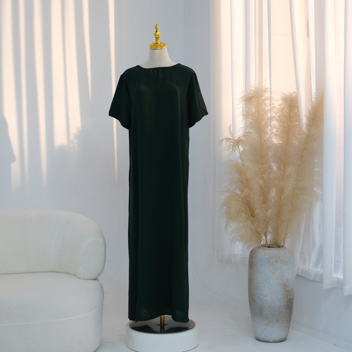 Ice Silk Crinkle Basic Dress(MA392) - Mariam's Collection