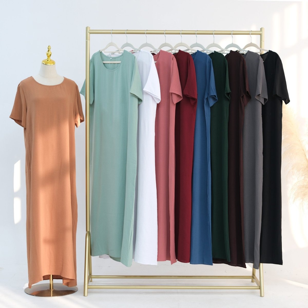 Ice Silk Crinkle Basic Dress(MA392) - Mariam's Collection