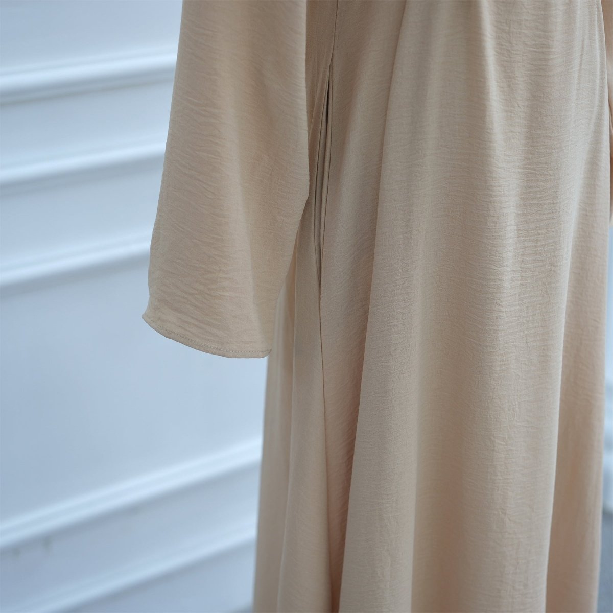 Ice Silk Crinkle Cape Set | 3 - Piece Solid Color Abaya with Inner Dress & Belt(MA304) - Mariam's Collection