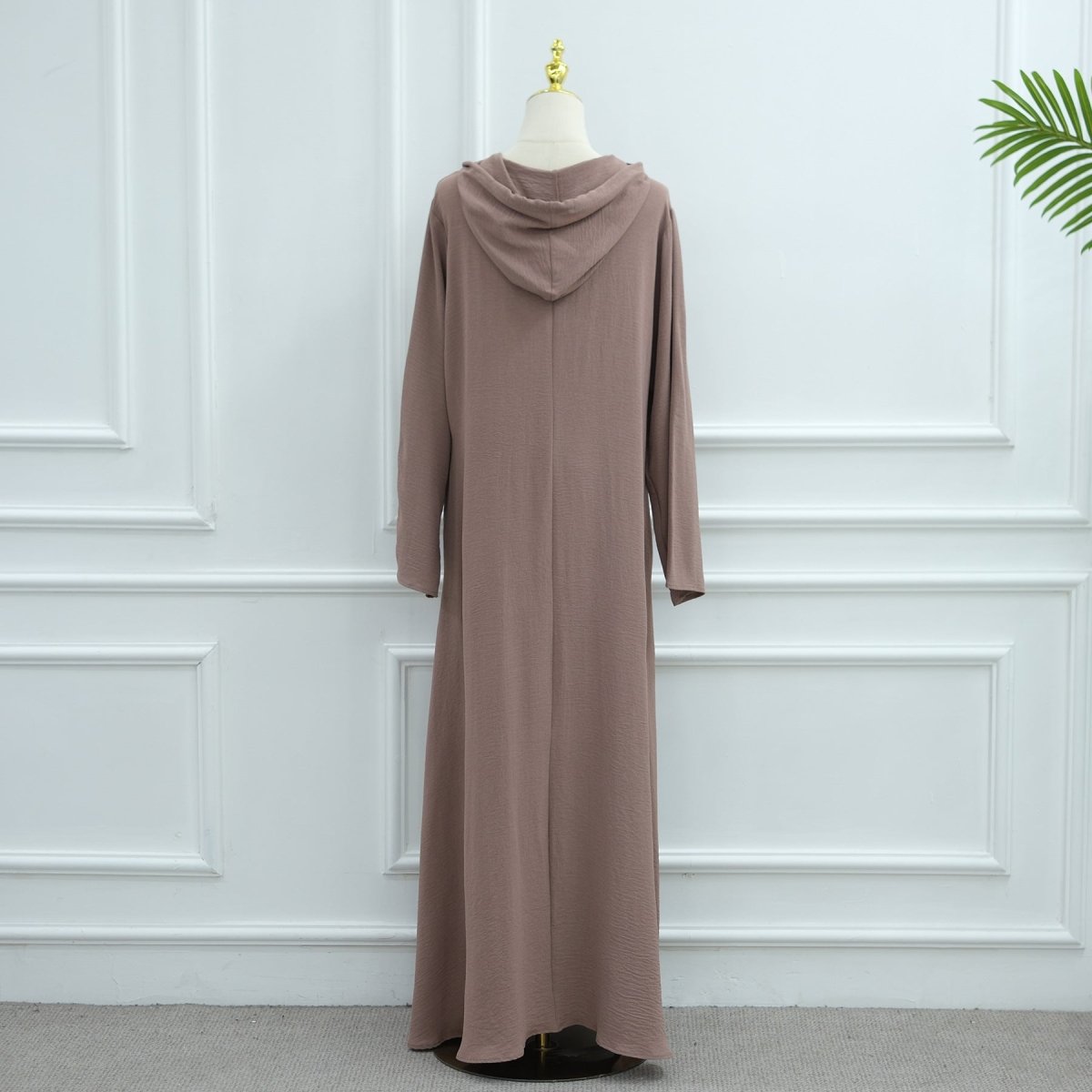 Ice Silk Crinkle Hooded Dress with Pockets(MA393) - Mariam's Collection