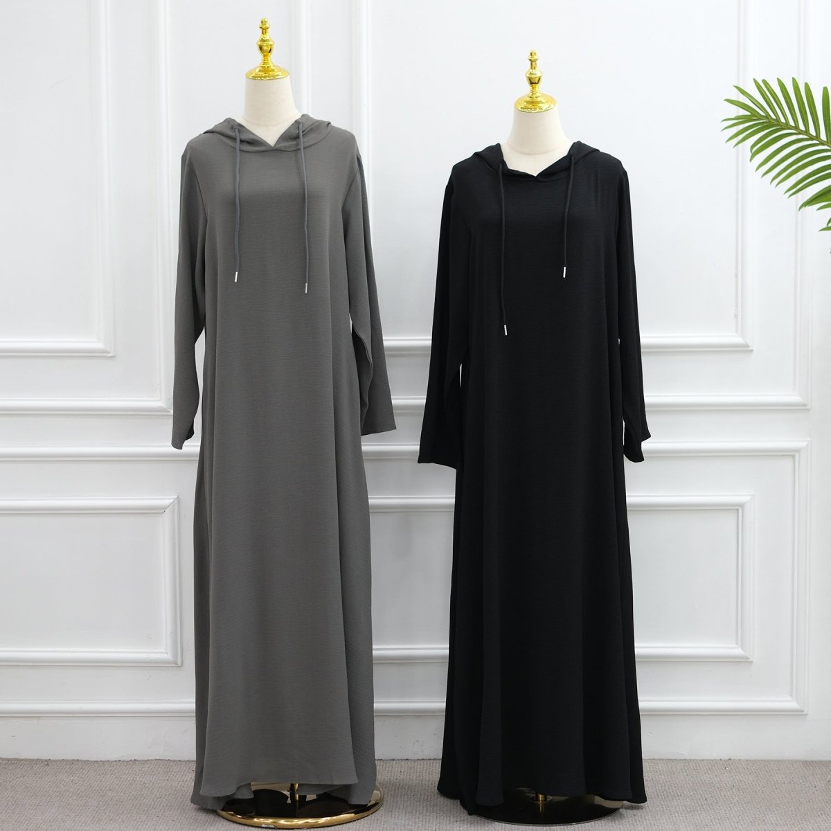 Ice Silk Crinkle Hooded Dress with Pockets(MA393) - Mariam's Collection