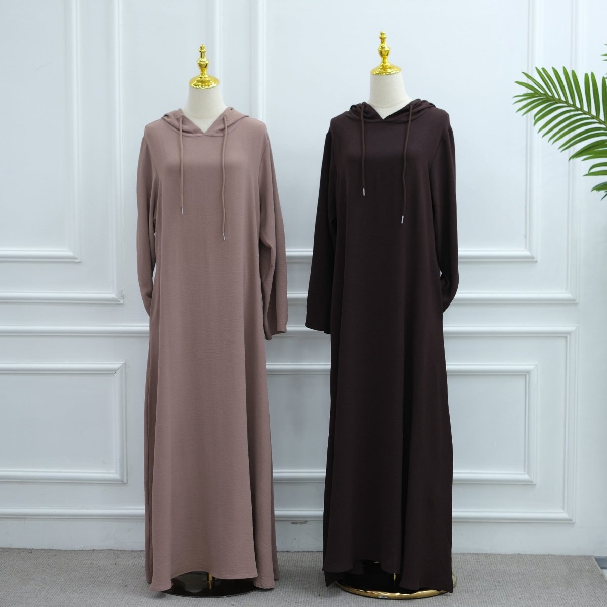 Ice Silk Crinkle Hooded Dress with Pockets(MA393) - Mariam's Collection