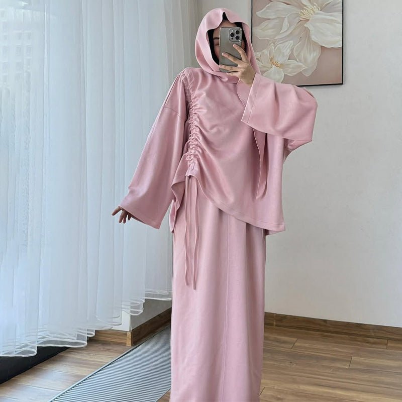 Integrated Hijab Hoodie & Maxi Skirt Set(MS194) - Mariam's Collection