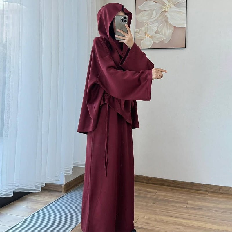 Integrated Hijab Hoodie & Maxi Skirt Set(MS194) - Mariam's Collection