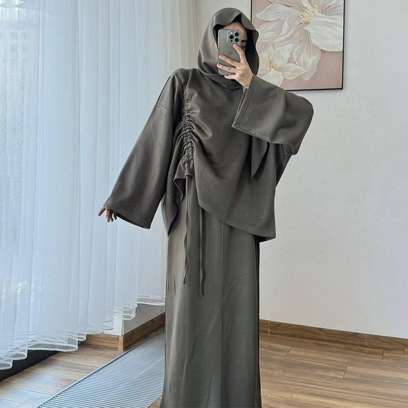 Integrated Hijab Hoodie & Maxi Skirt Set(MS194) - Mariam's Collection