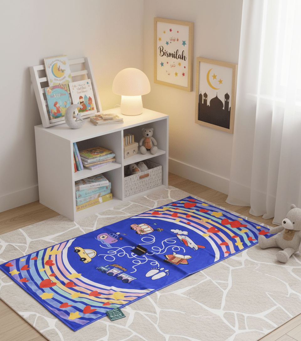 Interactive Islamic Illustrated Kids Prayer Mat (MR084) - Mariam's Collection