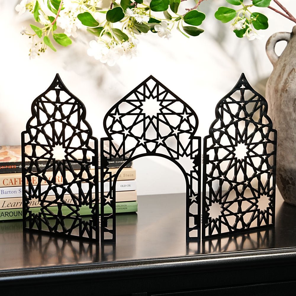 Islamic Acrylic Folding Screen Hollow Pattern Desktop Decor (MAC402) - Mariam's Collection