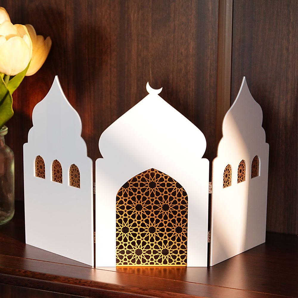 Islamic Acrylic Folding Screen Hollow Pattern Desktop Decor (MAC402) - Mariam's Collection