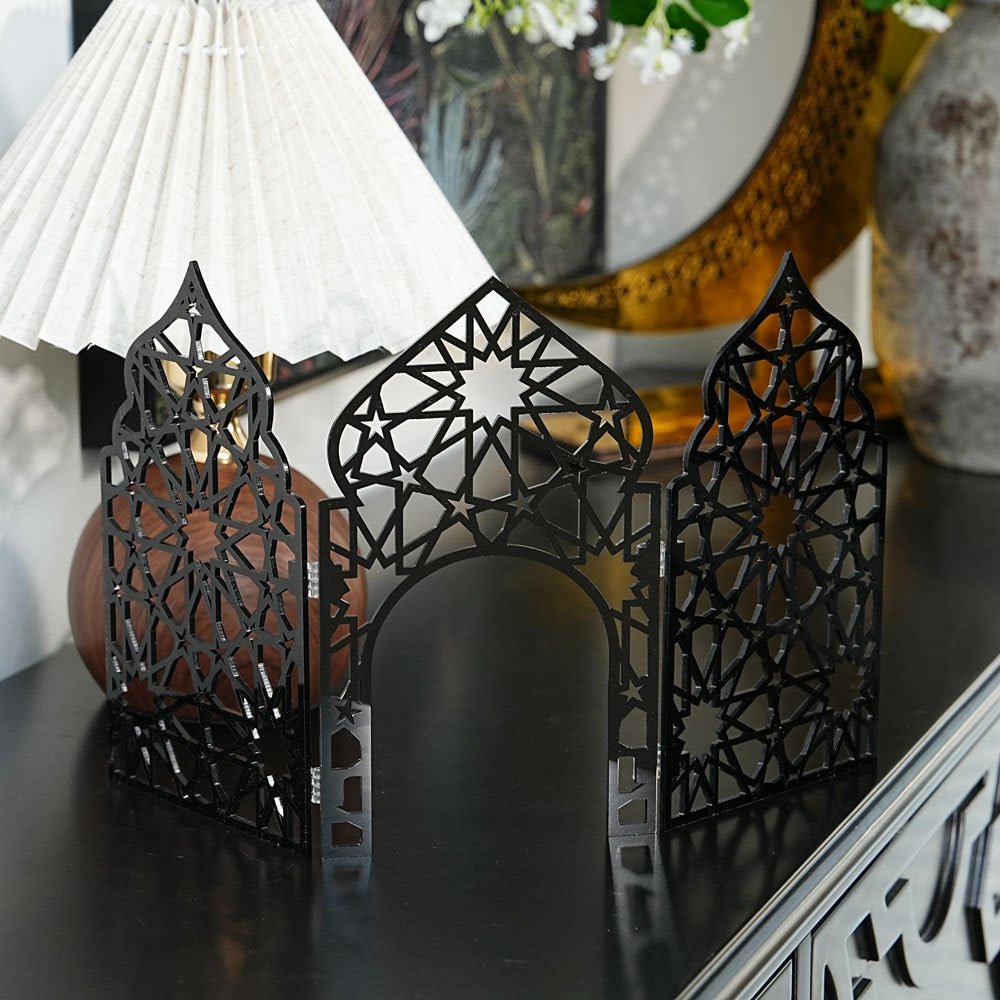 Islamic Acrylic Folding Screen Hollow Pattern Desktop Decor (MAC402) - Mariam's Collection