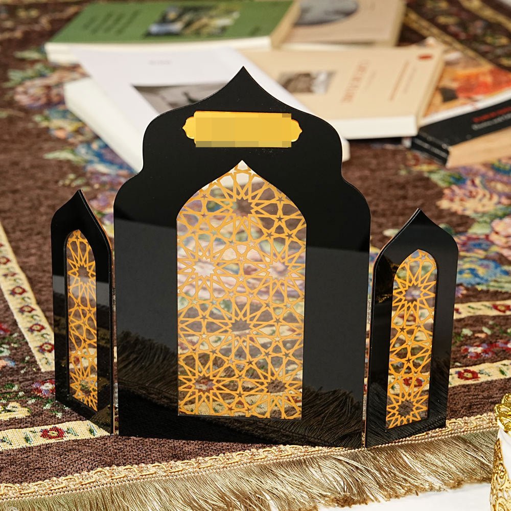 Islamic Acrylic Folding Screen Hollow Pattern Desktop Decor (MAC402) - Mariam's Collection