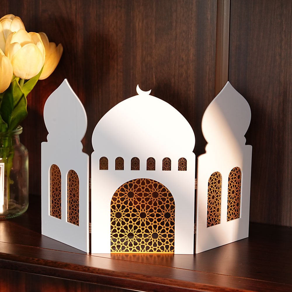 Islamic Acrylic Folding Screen Hollow Pattern Desktop Decor (MAC402) - Mariam's Collection