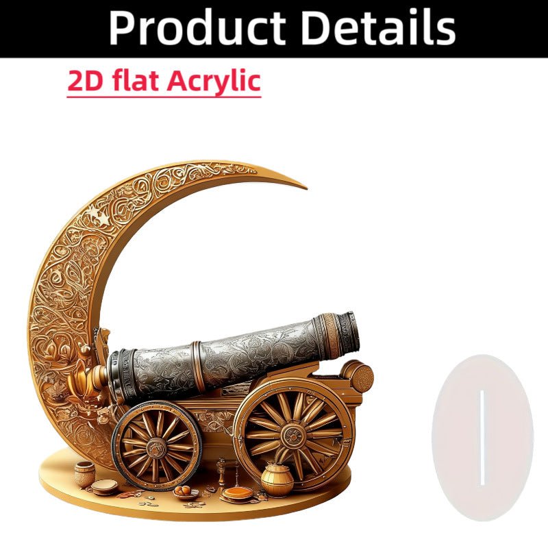 Islamic Crescent with Islamic Motifs Acrylic Desktop Ornament (MAC398) - Mariam's Collection