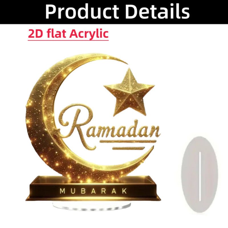 Islamic Crescent with Islamic Motifs Acrylic Desktop Ornament (MAC398) - Mariam's Collection