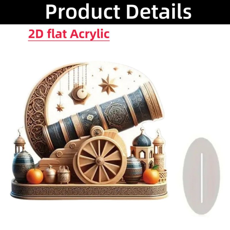 Islamic Crescent with Islamic Motifs Acrylic Desktop Ornament (MAC398) - Mariam's Collection