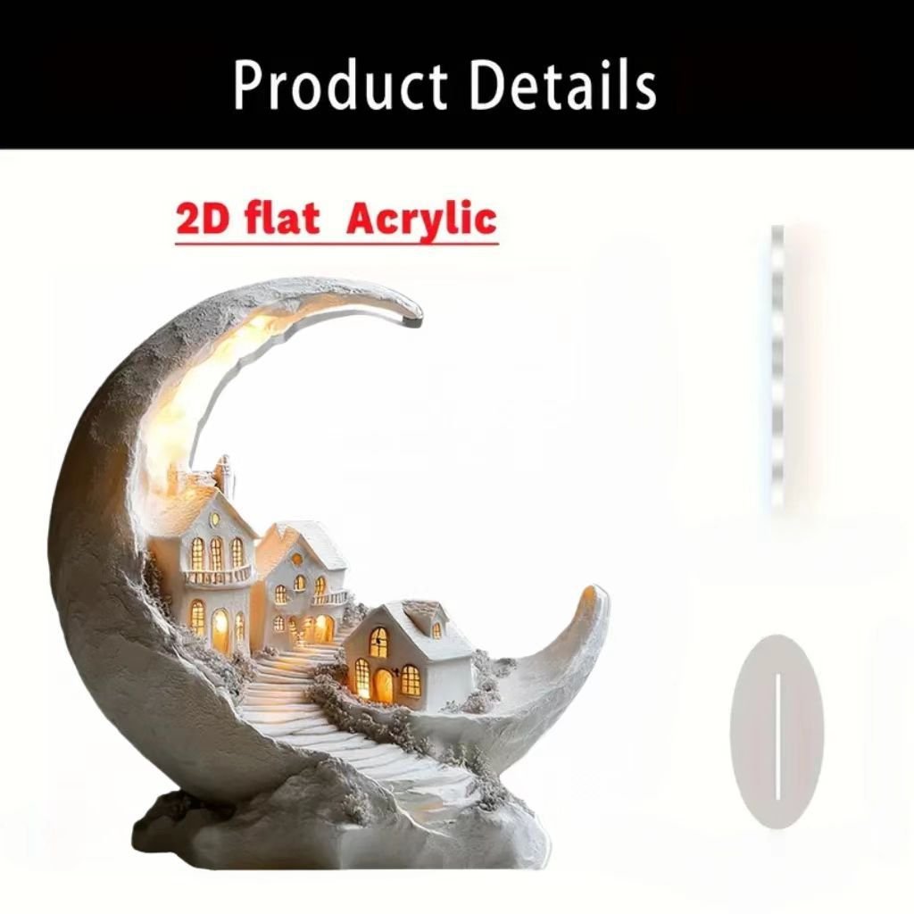 Islamic Crescent with Islamic Motifs Acrylic Desktop Ornament (MAC398) - Mariam's Collection