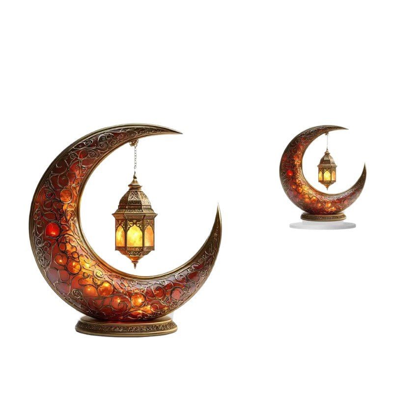 Islamic Crescent with Islamic Motifs Acrylic Desktop Ornament (MAC398) - Mariam's Collection