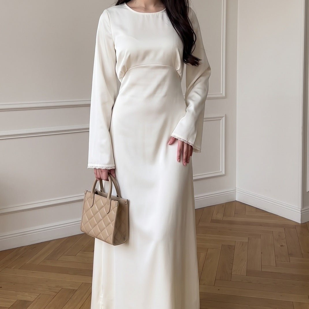 Ivory Flared Sleeve Maxi Dress(MS510) - Mariam's Collection