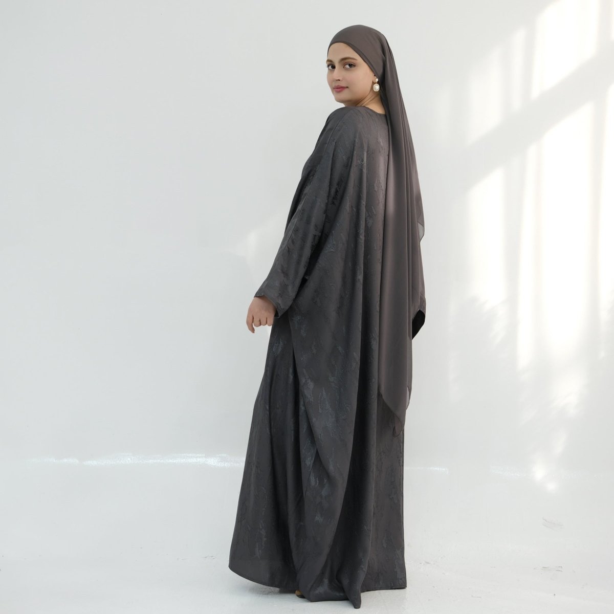 Jacquard Batwing Maxi Abaya(MA447) - Mariam's Collection
