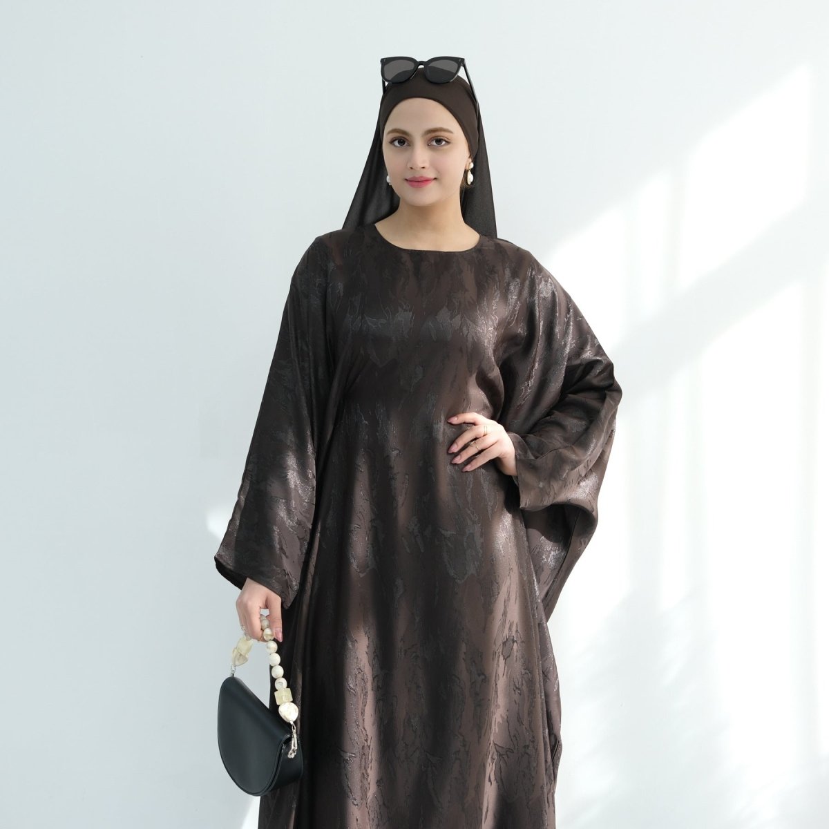Jacquard Batwing Maxi Abaya(MA447) - Mariam's Collection