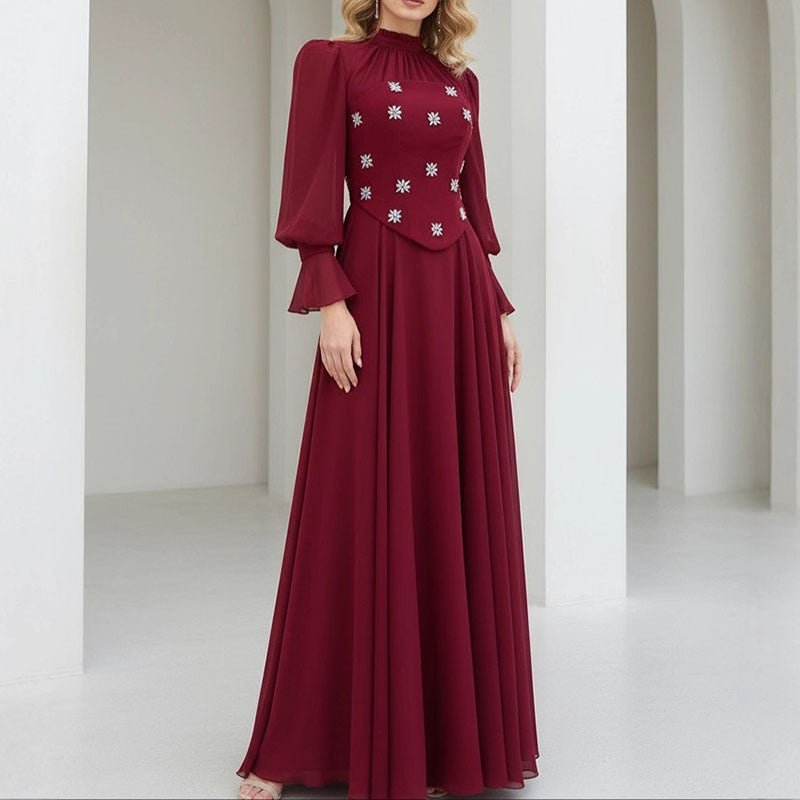 Jewel embellished maxi dress in black with Victorian crystal detail