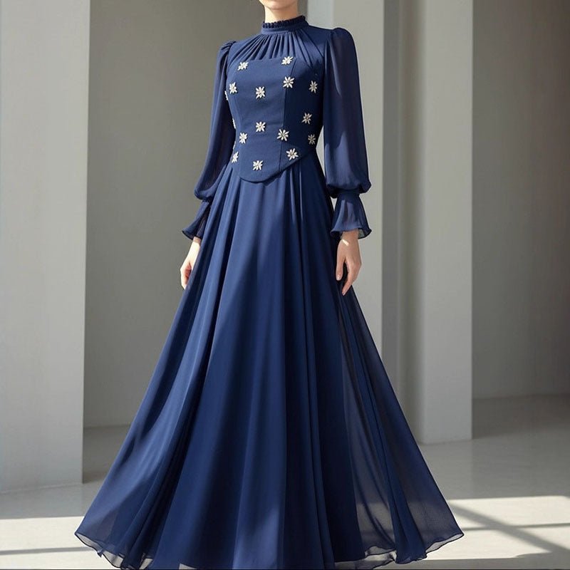 Victorian crystal modest evening gown in pink with luxurious jewel accents